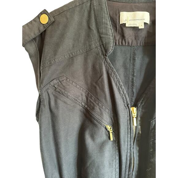 Anthropologie Black & Gold Utility Jumpsuit, Belted, Relaxed Fit, Women’s small - Picture 7 of 13